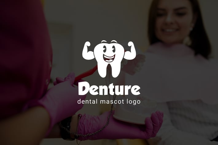 Denture : Dental Mascot Logo