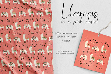 Llamas in a pink desert