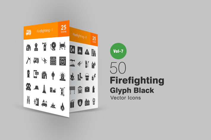 50 Firefighting Glyph Icons