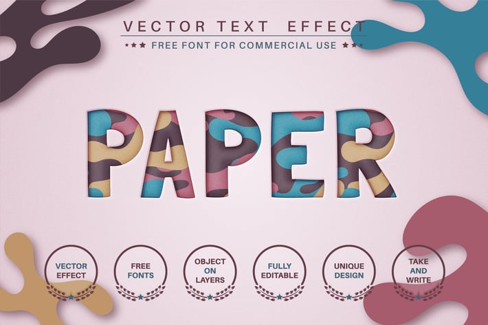Slice paper - editable text effect,  font style