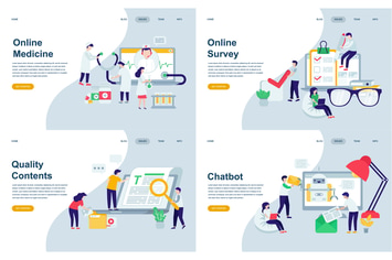 Set of Landing Page Templates Flat Concept