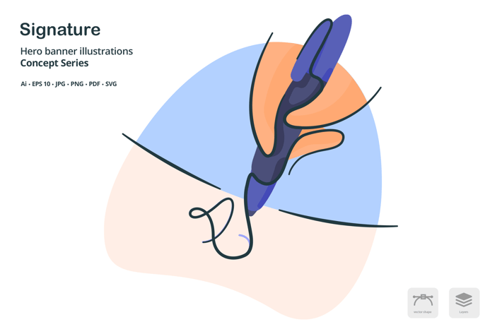 Signature Documentation Vector Illustration