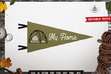 Tent Is My Home Pennant Label Badge Retro Design