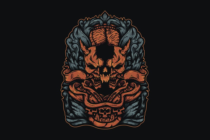Oni Mask With Detailed Ornament
