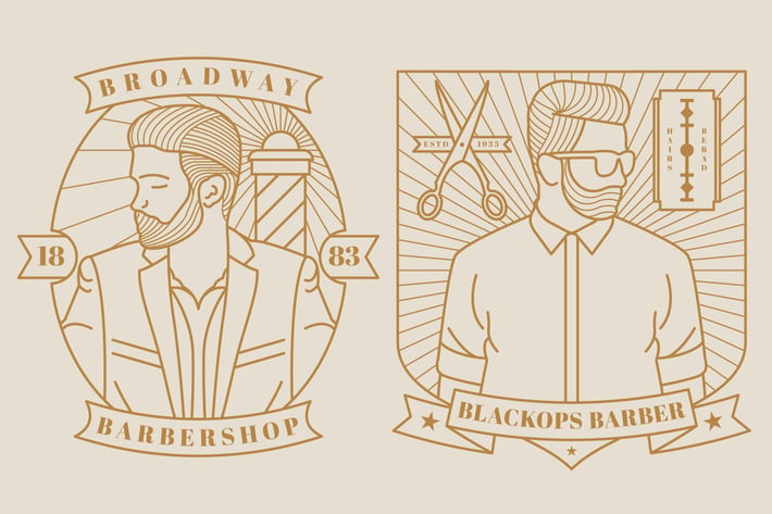 2 Barber Monoline Logo Badge