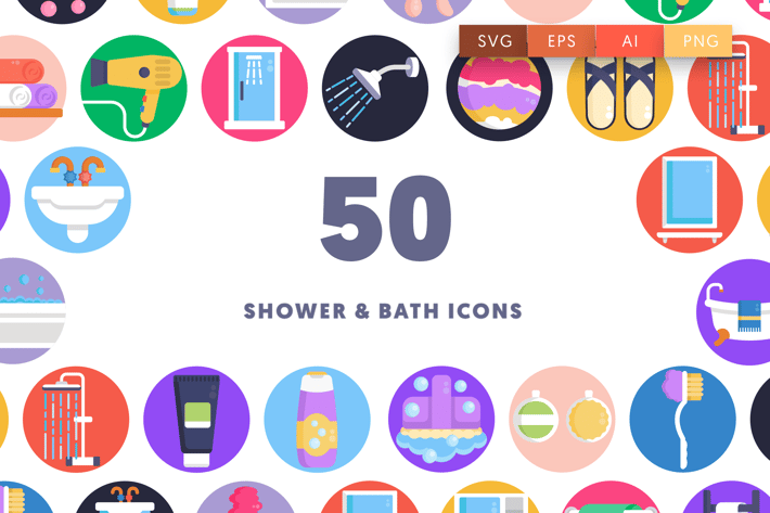 50 Shower & Bath Icons