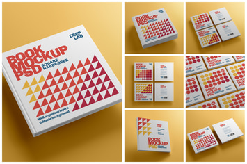 Square Book Cover Mockup Set 