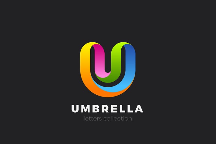 Letter U Logo design 3D Ribbon style