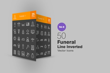 50 Funeral Line Inverted Icons