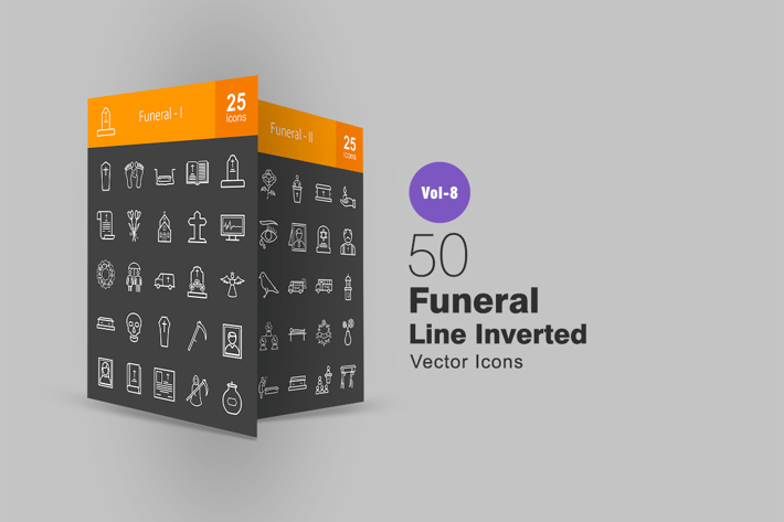 50 Funeral Line Inverted Icons