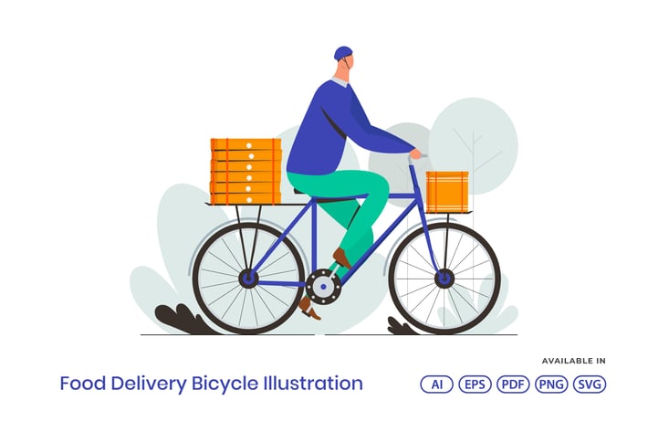 Food Delivery Bicycle Illustration