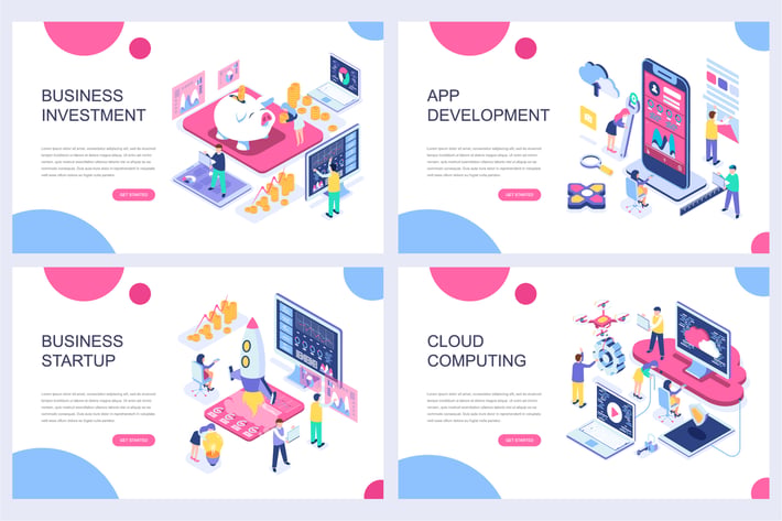 Landing Page Templates Isometric Concept