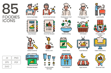 85 Foodies Line Icons