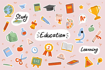 School and Education Cute Stickers Set