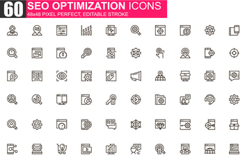 SEO Optimization Thin Line Icons Pack