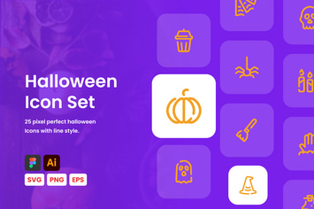 Halloween Line Icon Set