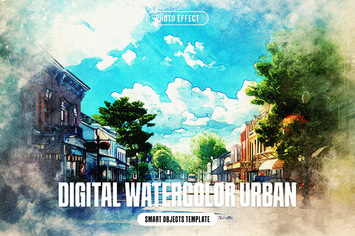 Digital Watercolor Urban Photo Effect