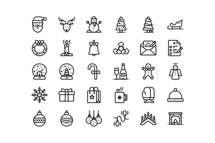 30 Christmas and New year icons