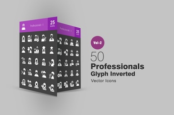 50 Professionals Glyph Inverted Icons