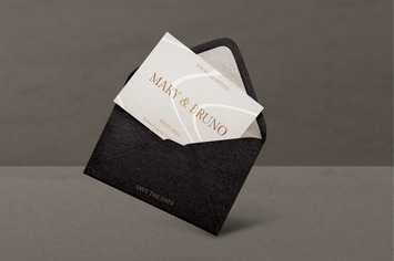 Invitation card mockup in black and gold