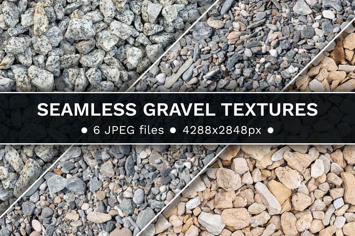 Set of 6 seamless gravel textures