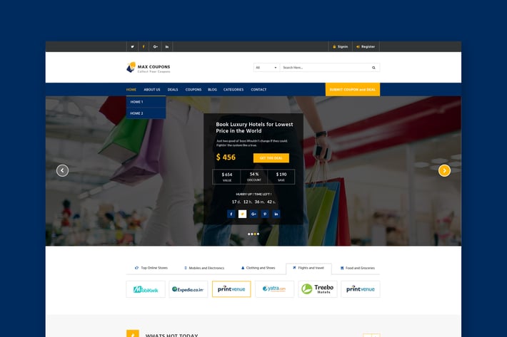 Coupons & Deals Website PSD Template