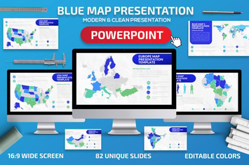 Blue Map Powerpoint Presentation Template