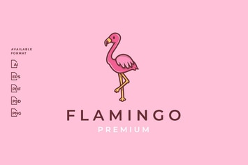 Cute Flamingo Cartoon Logo