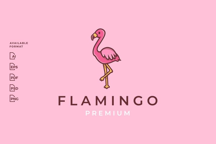 Cute Flamingo Cartoon Logo