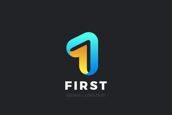 Number 1 One design 3D Ribbon style