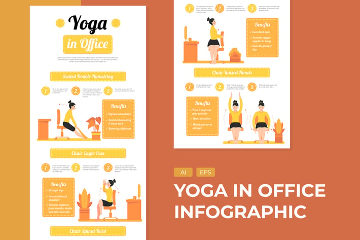 Yoga In Office - Infographic Template 
