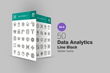 50 Data Analytics Line Icons