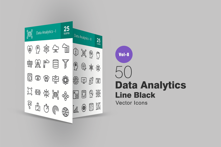 50 Data Analytics Line Icons