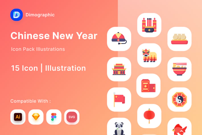 Chinese New Year Icon Illustration