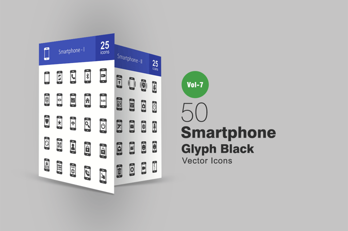50 Smartphone Glyph Icons