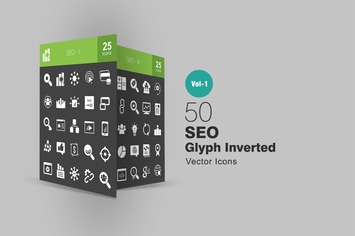 50 SEO Glyph Inverted Icons