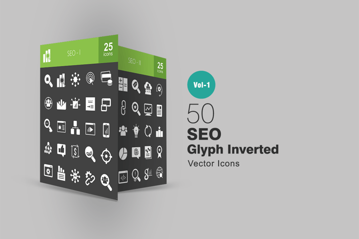 50 SEO Glyph Inverted Icons