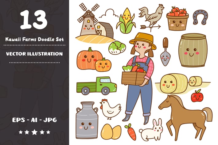 Kawaii Farms Doodle Set