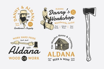 4 Worker Vintage Badges