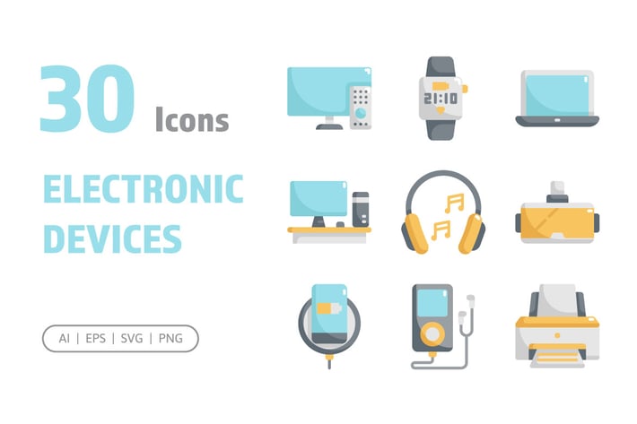 30 Electronic Devices Icons