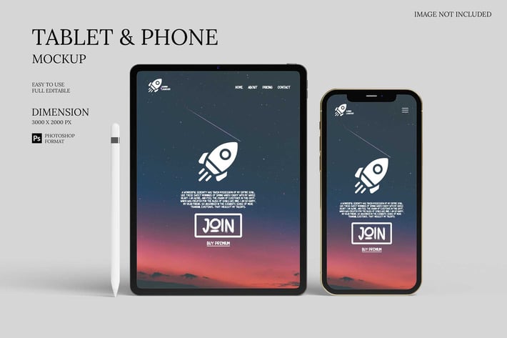 Standing Ipad / Tablet & Iphone 12 - Mockup