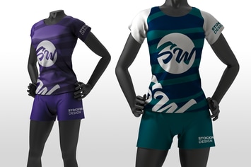 Female Mannequin T-Shirt and Shorts Mockup