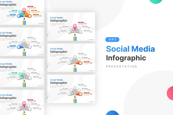 Creative Pencil & Social Media Icons Infographic 