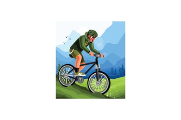 Cyclist on Mountain Bike Illustration
