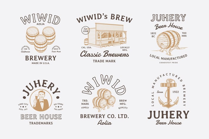 6 Vintage Beer Badges