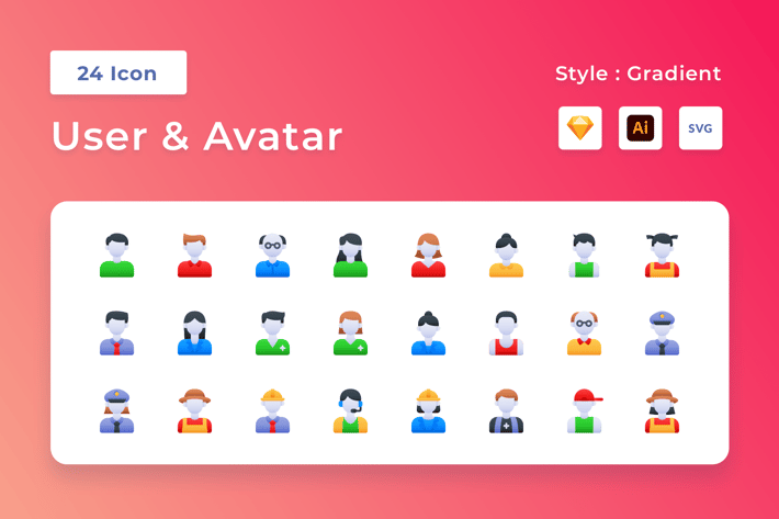 User & Avatar Gradient Icon Set