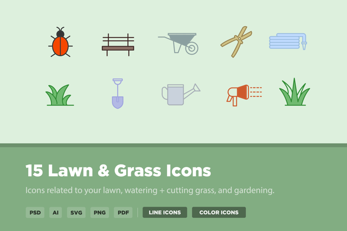 15 Lawn & Grass Icons