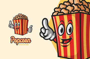 Popcorn - Mascot Logo