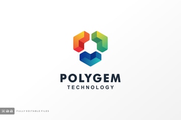 Polygem Gradient Colorful Logo