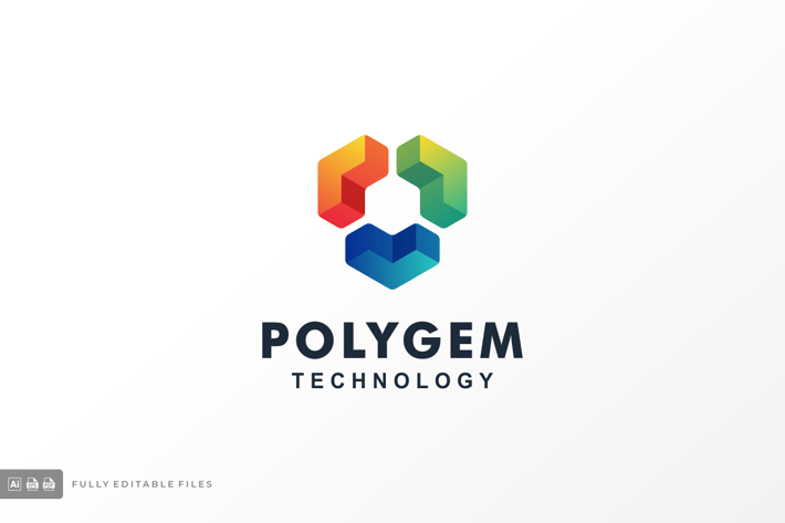 Polygem Gradient Colorful Logo